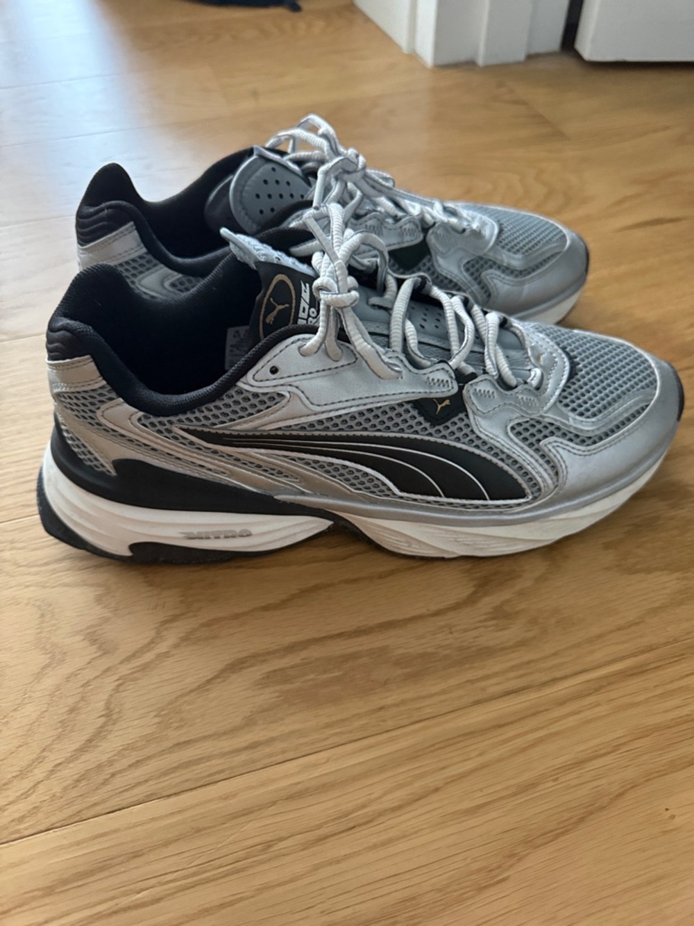 Puma Men’s Silver and Black Athletic Running Shoes